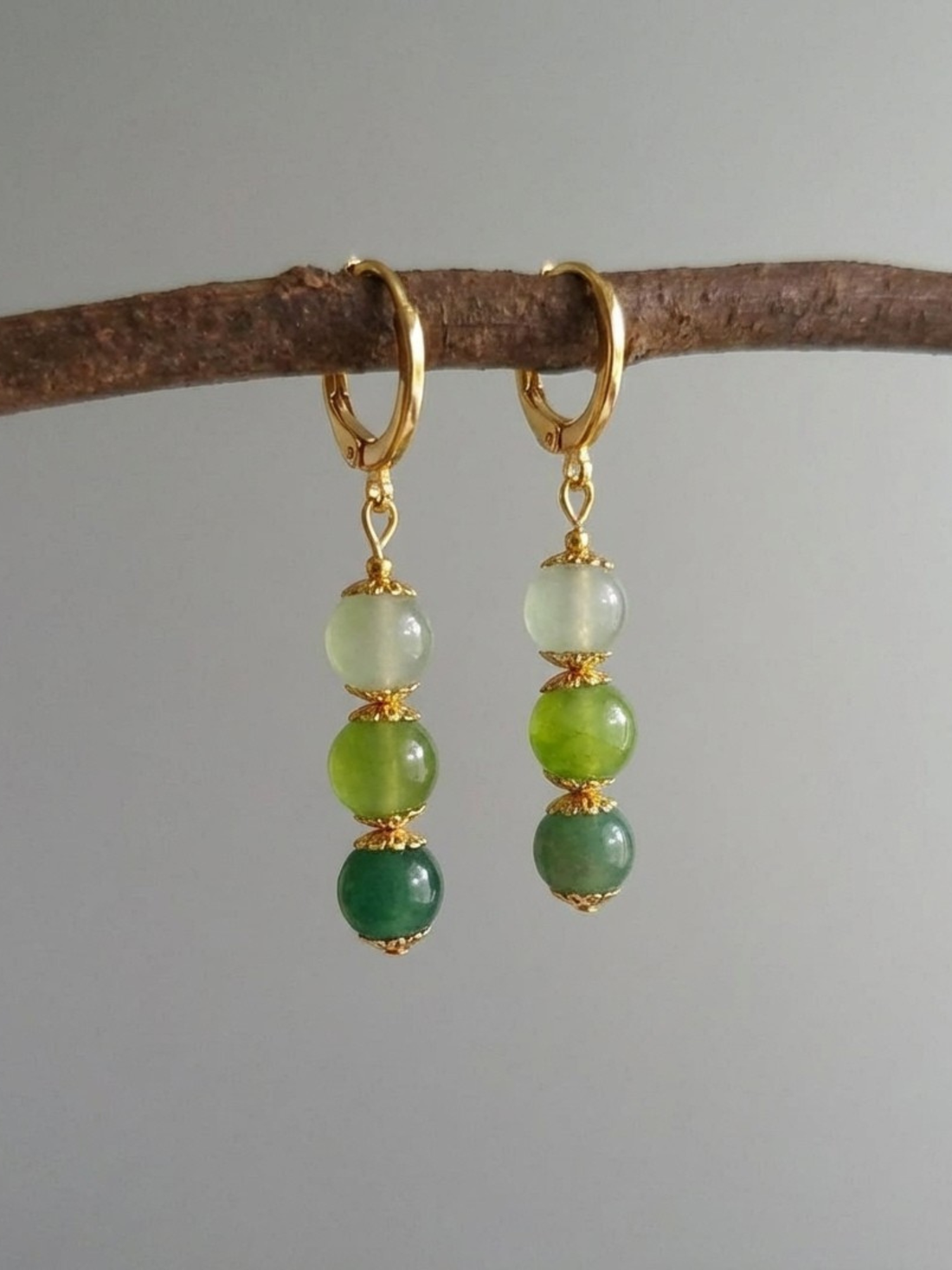 Mea Yeşil Kalsedon & Aventurin Küpe