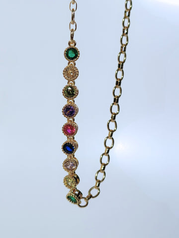 Aurora Renkli Kristal Zincir Kolye