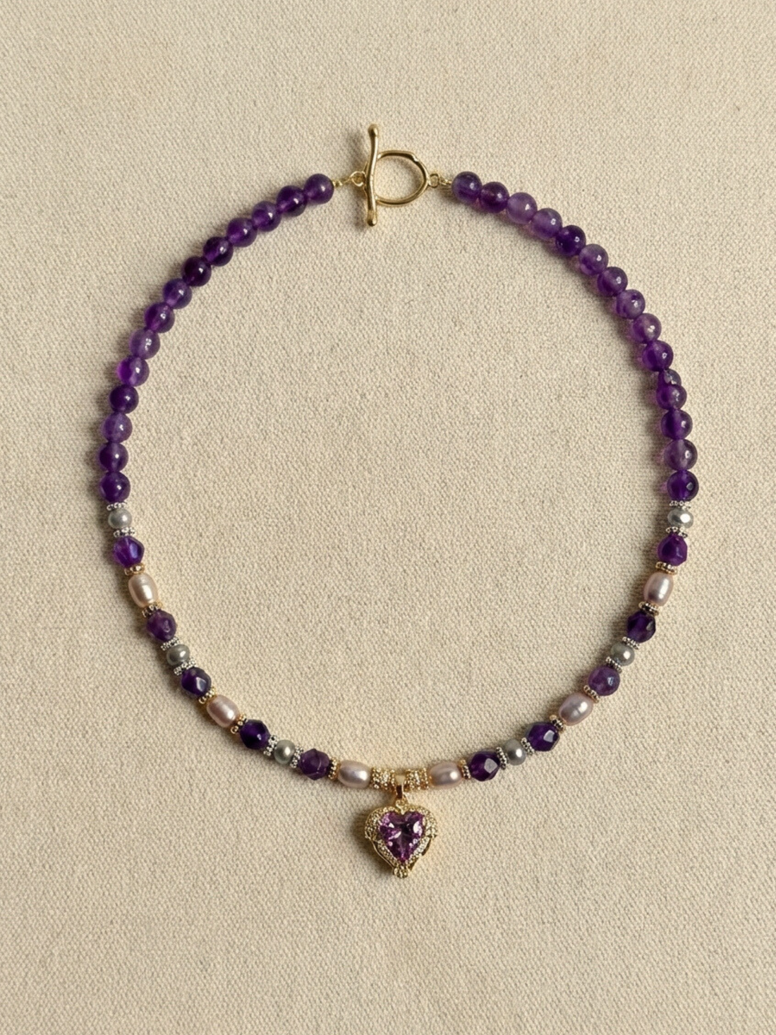 Annora Ametist Mor İnci Kolye