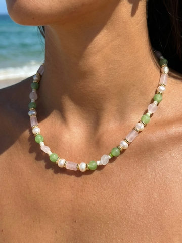 Leila Pembe Kuvars & Kalsedon Kolye