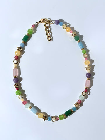 Deena Çiçek Detaylı Doğal Taş Kolye