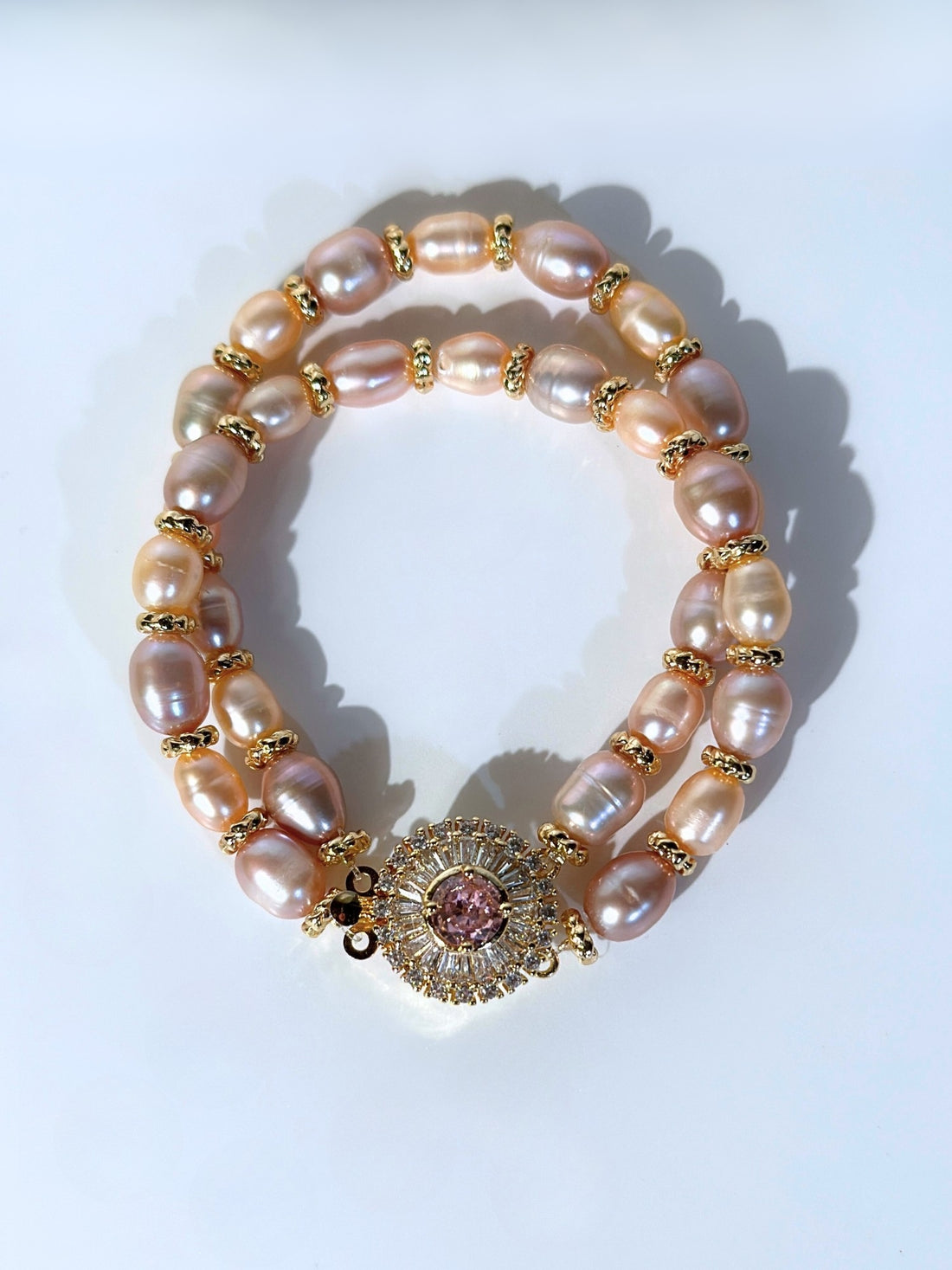 Ophelia Pembe & Mor İnci Kristal Bileklik