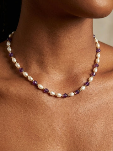 Nessa Ametist & İnci Kolye