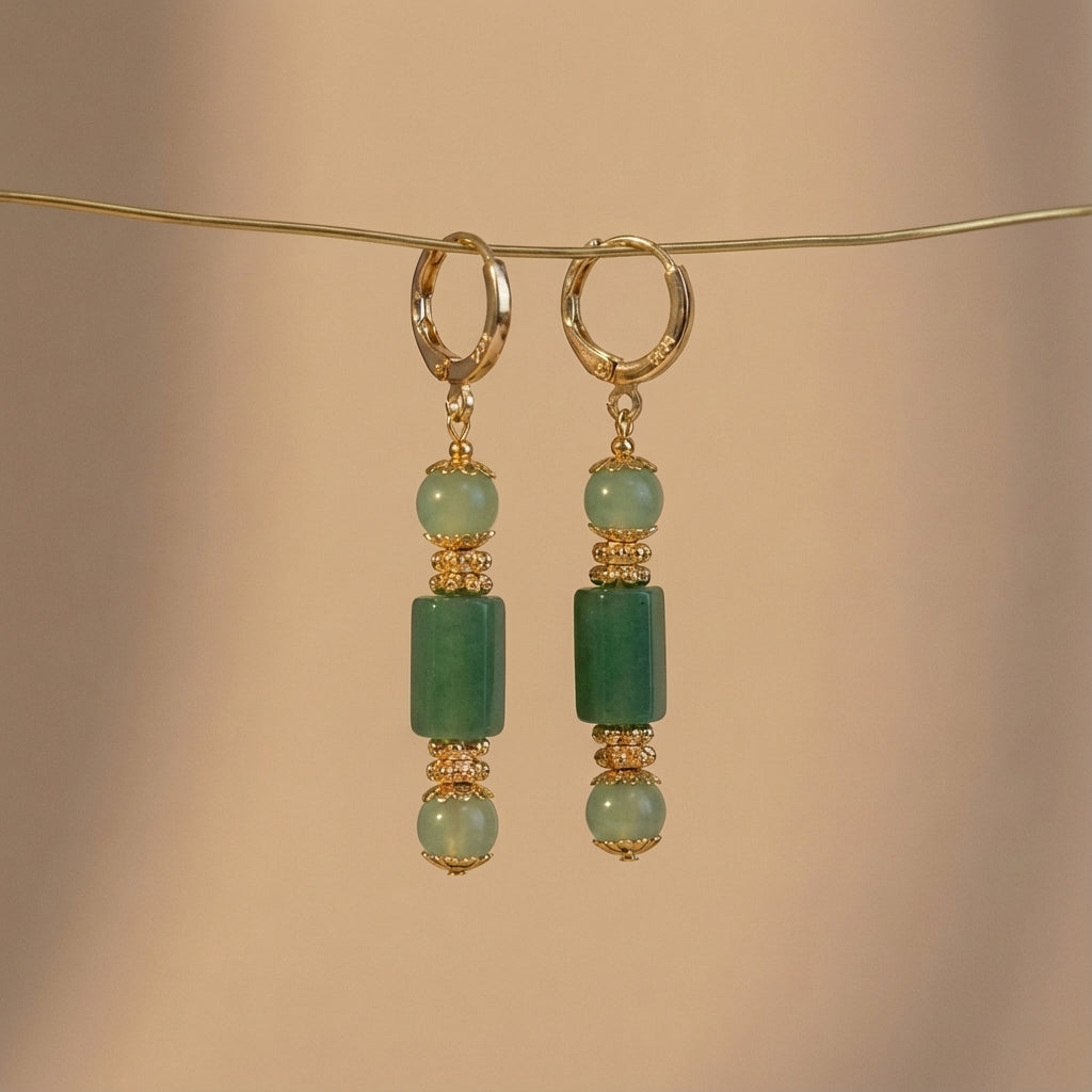 Yeşil Kalsedon & Aventurin Küpe