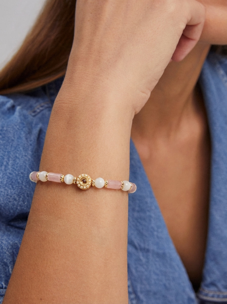 Sydney Pembe Kuvars & Aytaşı Bileklik