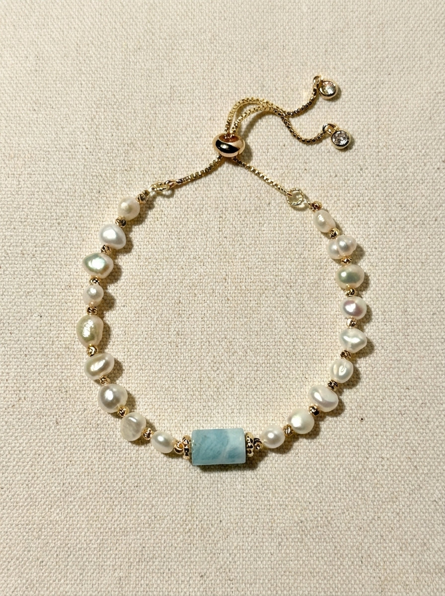 Jena Doğal Taş Detaylı İnci Bileklik