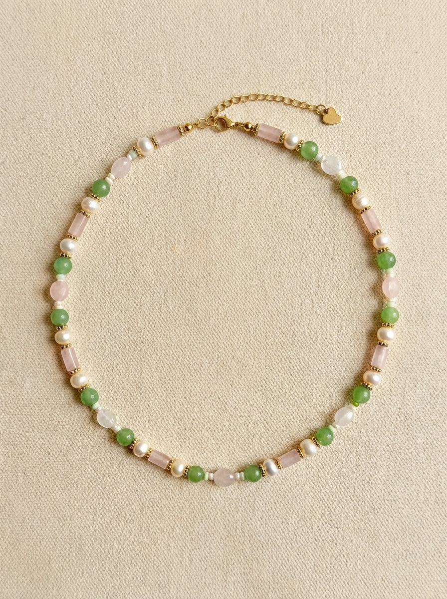 Leila Pembe Kuvars & Kalsedon Kolye