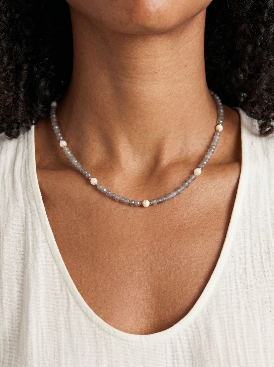 Anna Labradorit & Aytaşı Minimal Kolye