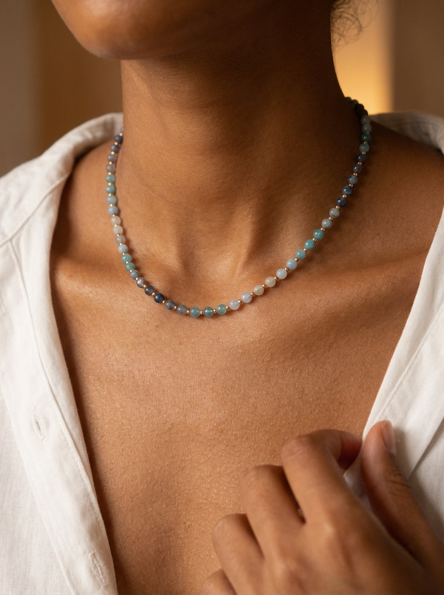 Jacee Lapis Lazuli & Akuamarin Kolye