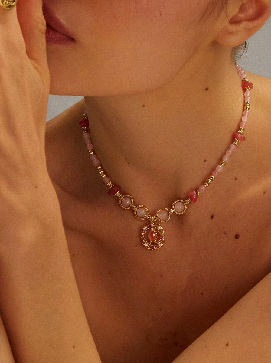 Leyla Çilek Kuvars Vintage Kolye
