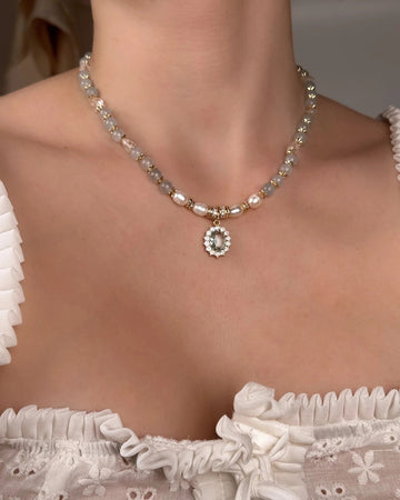 Rose Vintage Pendant Pembe Quartz Necklace