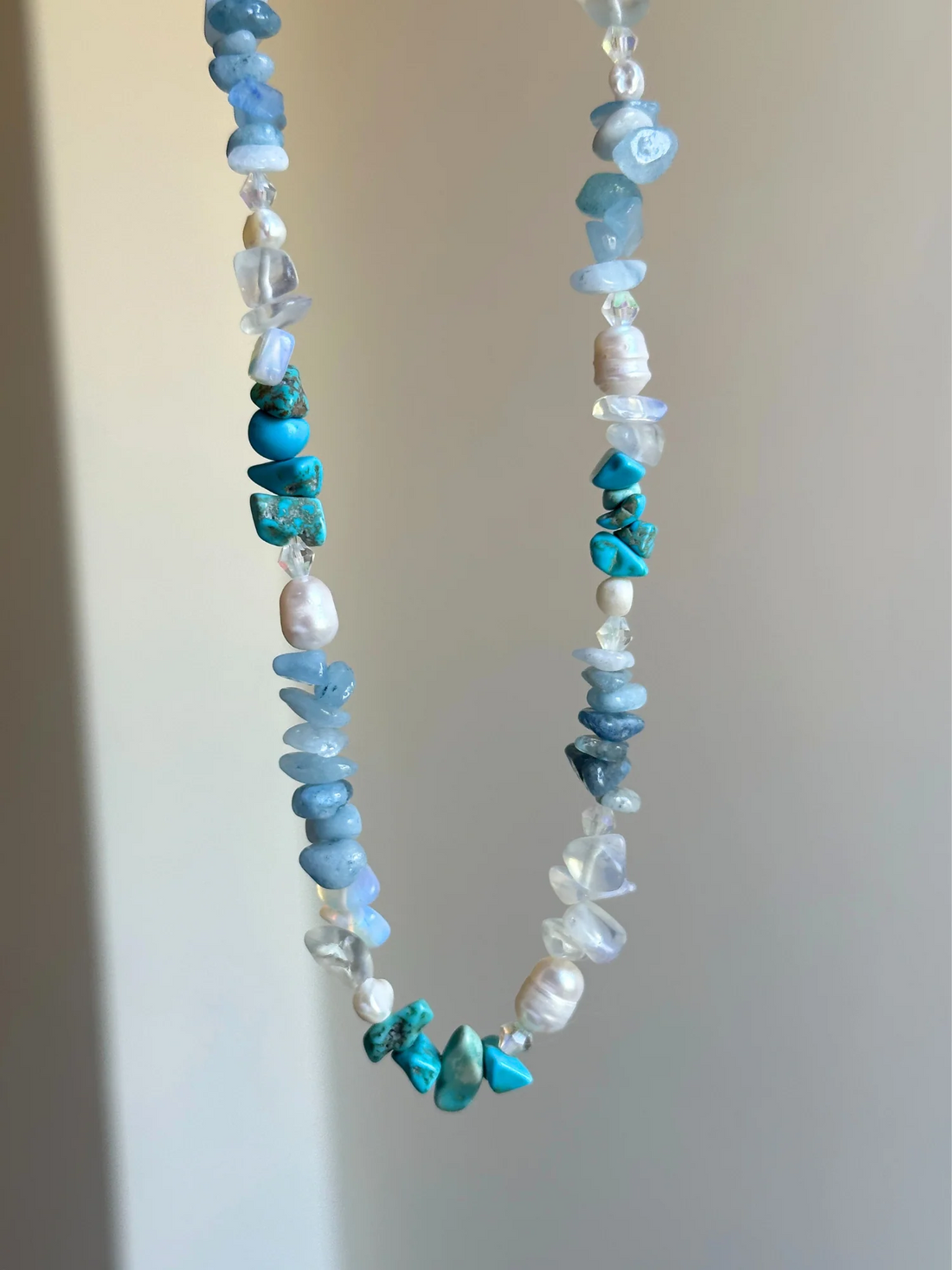 Thea İnci Detaylı Akuamarin & Turkuaz Kolye