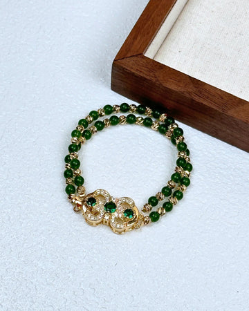 Lisa Kristal Zümrüt Kapama Aventurin Bileklik