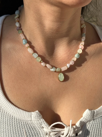 Helena Pastel Tonlar Doğal Taş Kolye