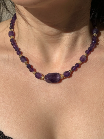 Zelda Elmas Kesim Ametist Kolye