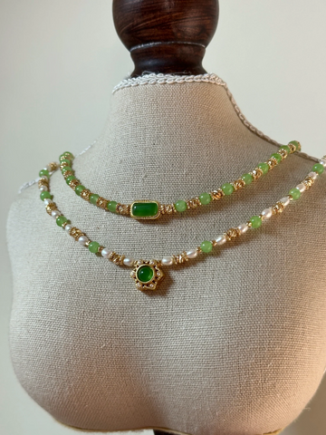 Jasmine Vintage Çiçek Uçlu İnci Kolye