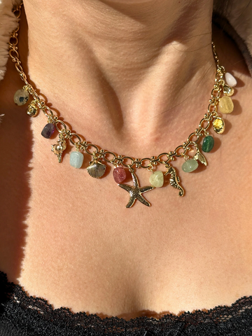 Elise Okyanus Esintili Doğal Taş Charm Kolye