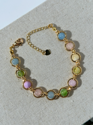 Hera Pastel Renkler Vintage Doğal Taş Bileklik