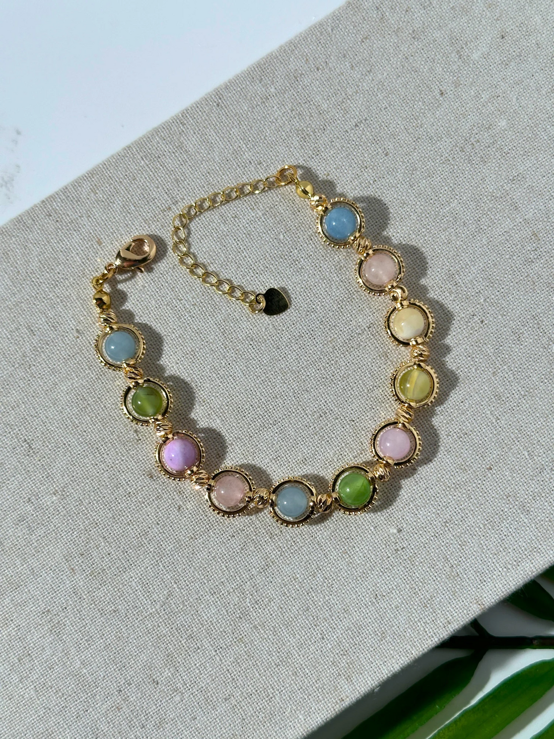 Hera Pastel Renkler Vintage Doğal Taş Bileklik