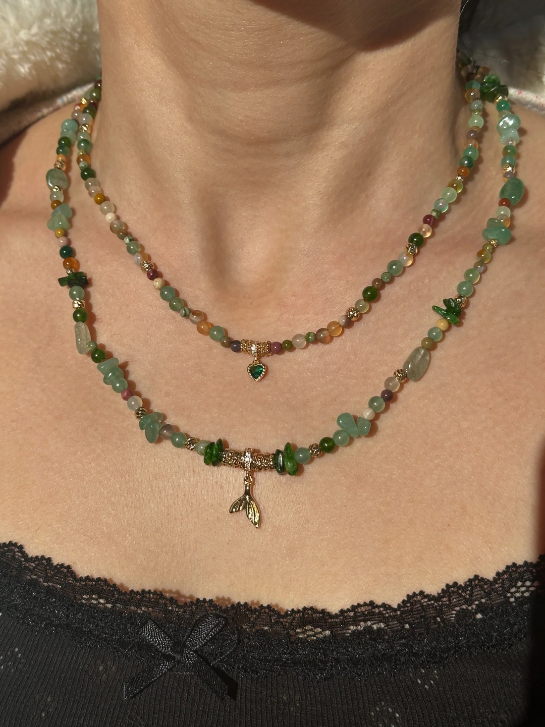 Gaia İki Parça Doğal Taş Kolye Set