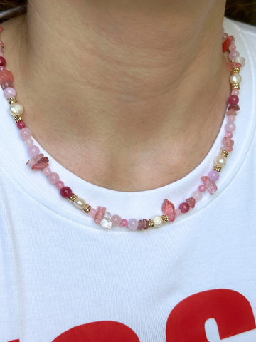 Vera İnci Detaylı Doğal Taş Kolye