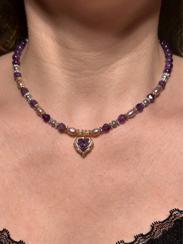 Annora Ametist Mor İnci Kolye