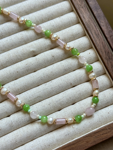 Leila Pembe Kuartz & Kalsedon Kolye