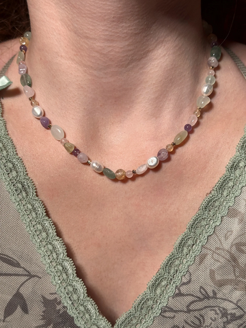 Elena Pastel Renkler Doğal Taş Kolye