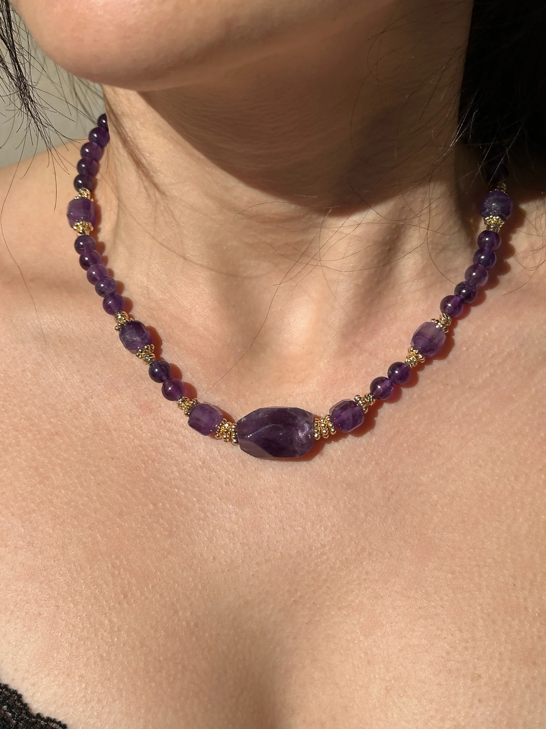 Zelda Elmas Kesim Ametist Kolye