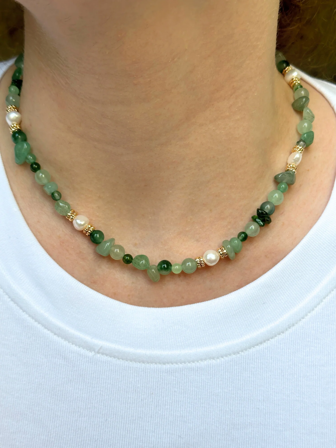 Vera İnci Detaylı Doğal Taş Kolye