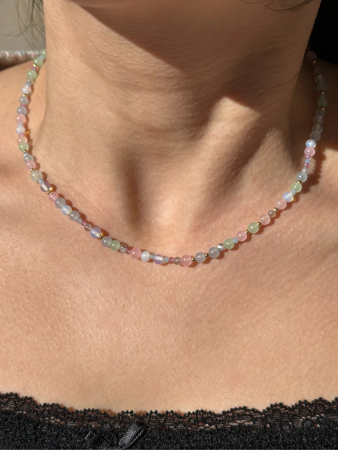 Nia Karışık Doğal Taş Minimal Kolye