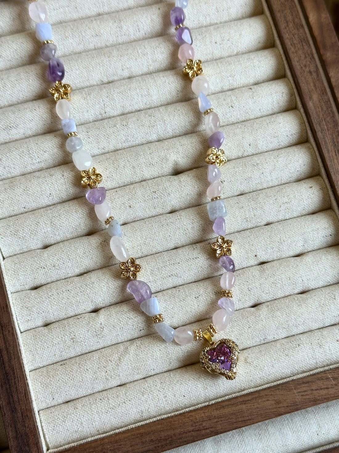 Serena Ametist & Pembe Quartz Kolye