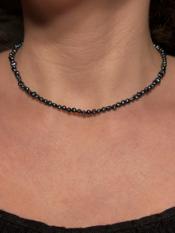 Abril Minimal Siyah Tatlı Su İnci Kolye